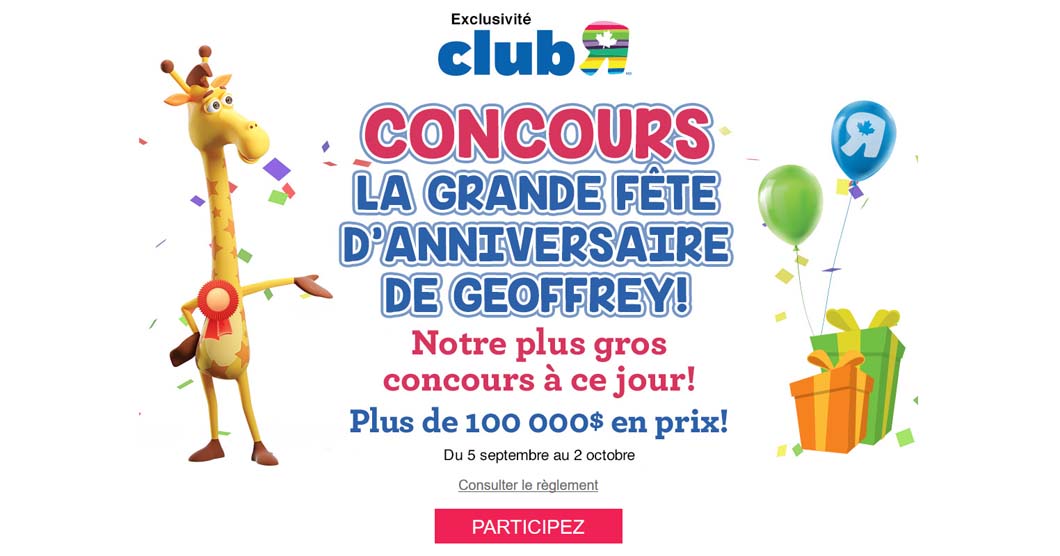 Concours Toys R Us La Grande Fete D Anniversaire De Geoffrey