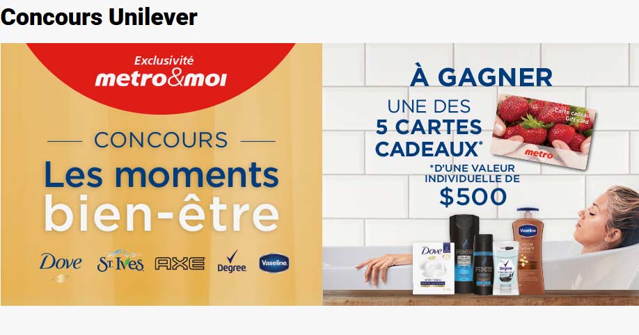 Concours Metro Les moments bien-être