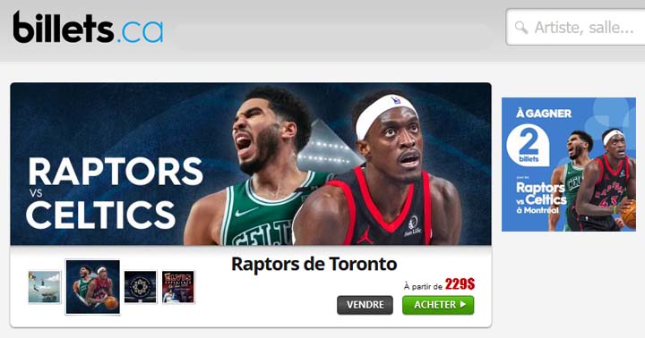 Concours Billets.ca Raptors vs Celtics à Montréal