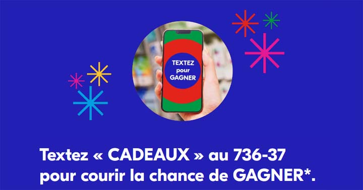 Concours Pharmaprix Message texte SMS des Fêtes