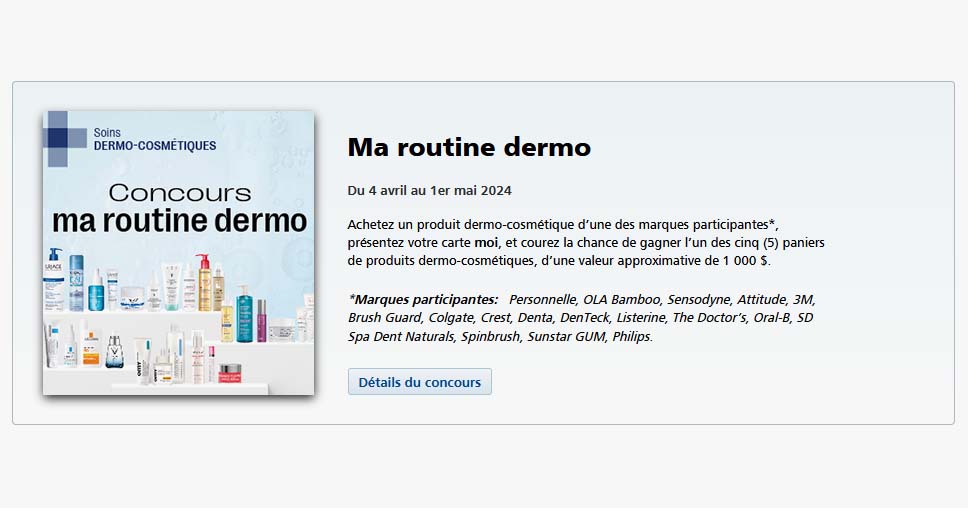 Concours Jean Coutu Ma routine dermo