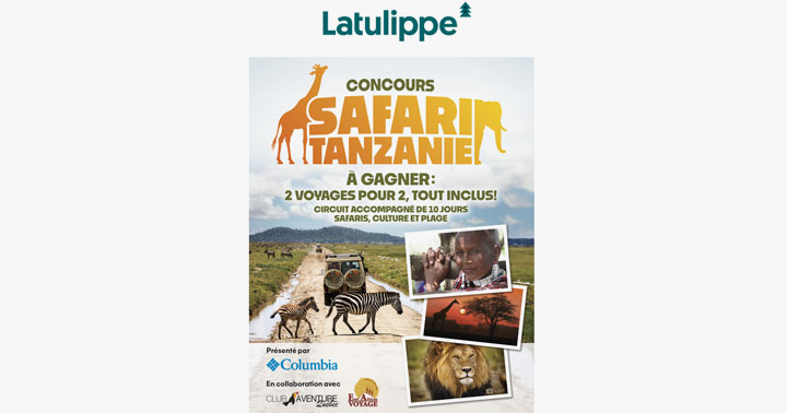 Concours Latulippe Safari Tanzanie