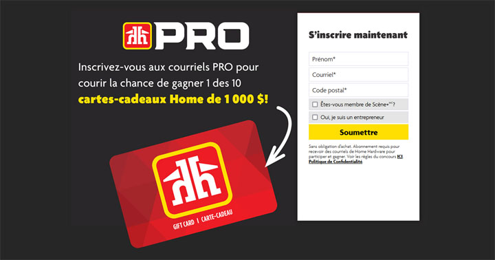 Concours Home Hardware Courriels pro