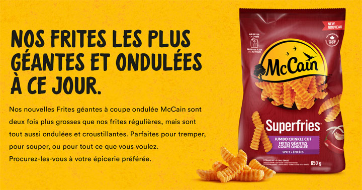 Concours McCain - Frites géantes à coupe ondulée